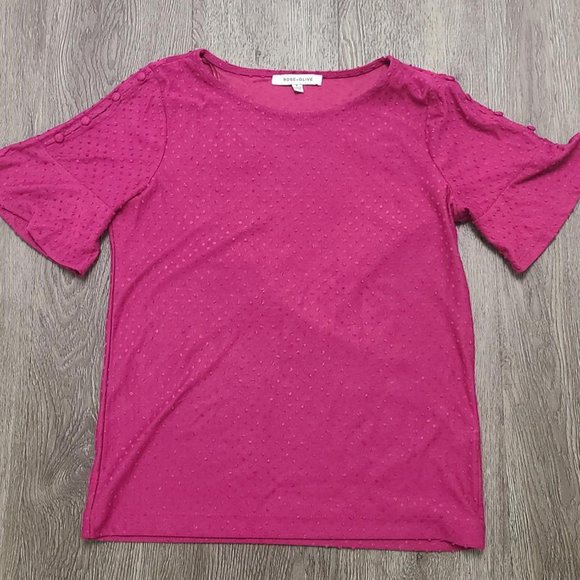 Scoop Neck Swiss Dop Top in Hot Pink - Picture 1 of 4